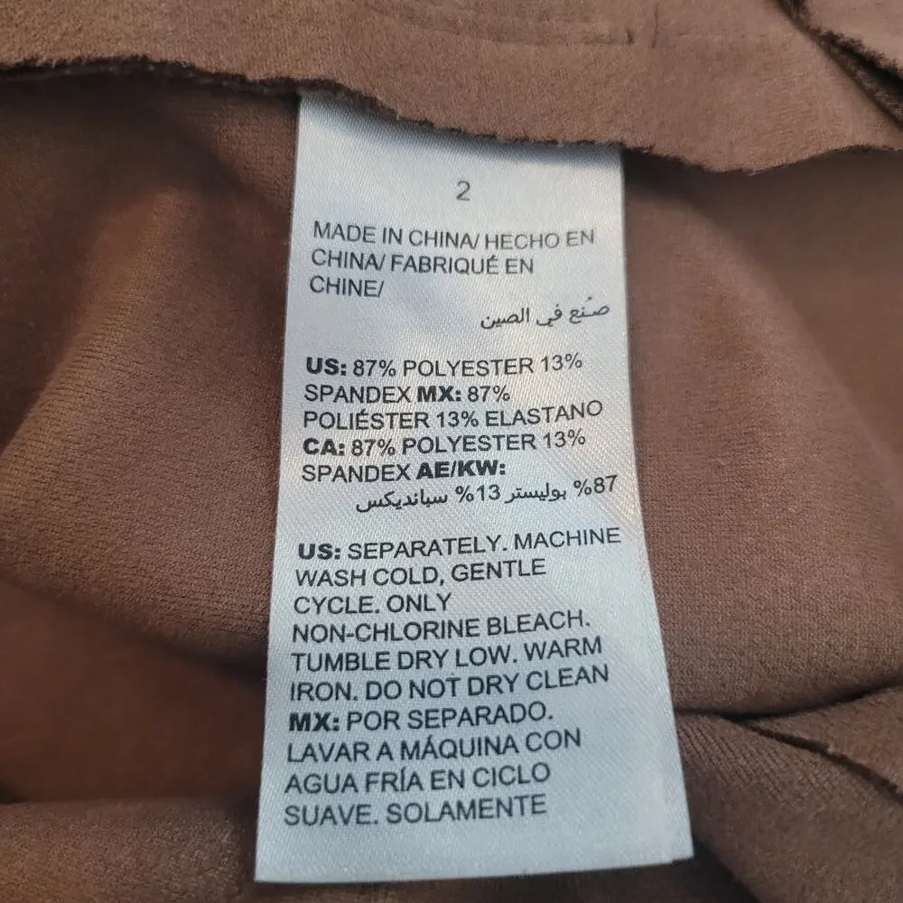 Chico's Size 2 US 12/14 Suede Moto Jacket‎ Brown Faux Leather Western Minimalist